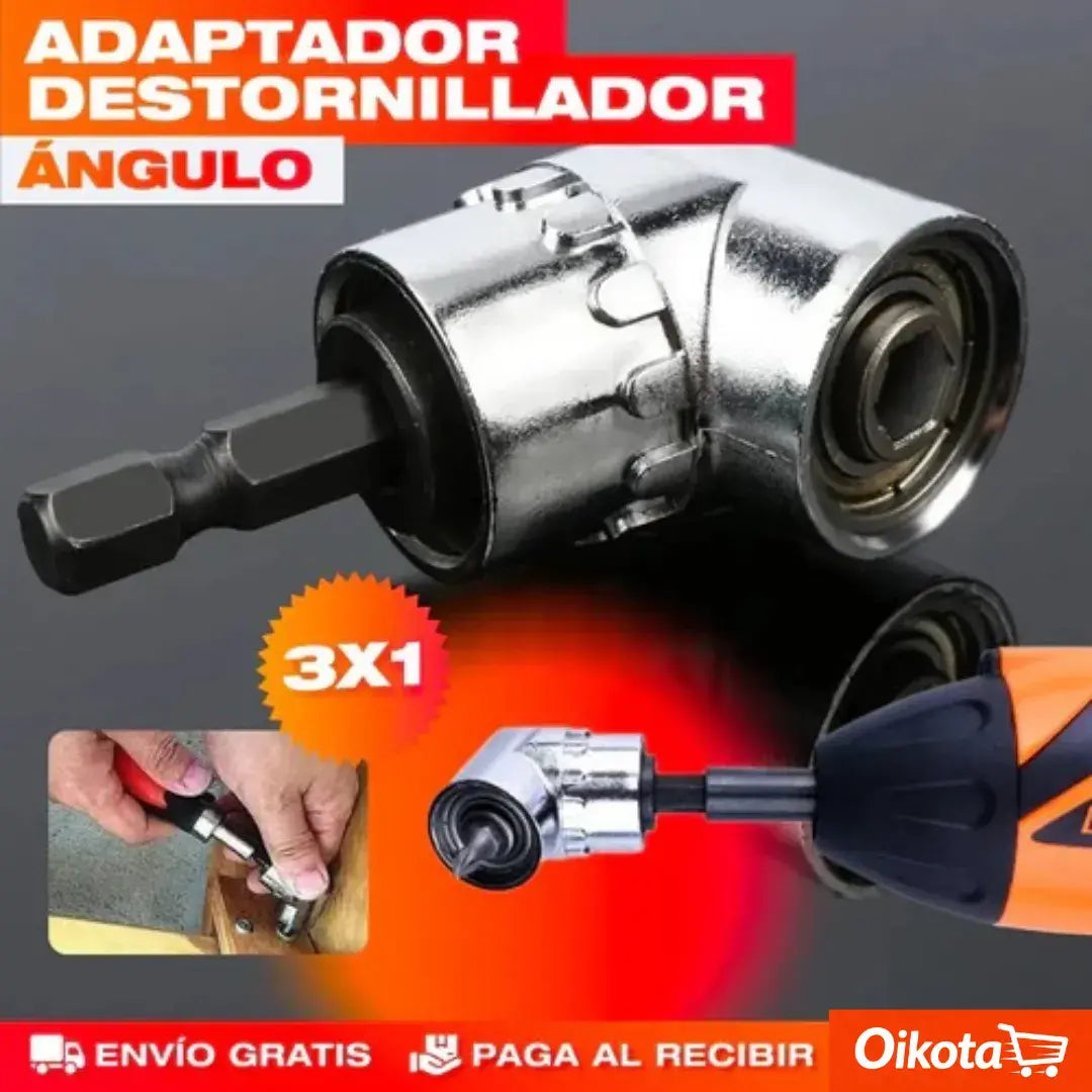 Adaptador de ángulo recto destornillador (combo 3x1)