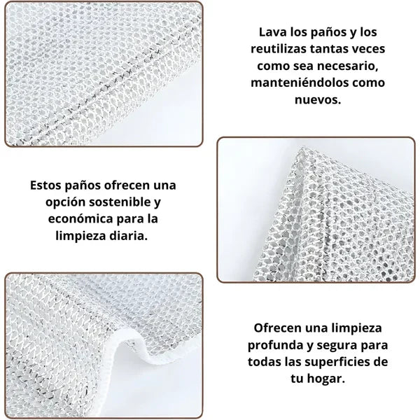 Paños de limpieza multiuso de malla metálica (combo x10)