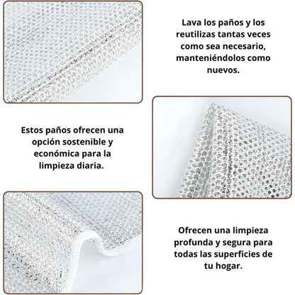 Paños de limpieza multiuso de malla metálica (combo x10)