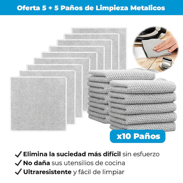 Paños de limpieza multiuso de malla metálica (combo x10)