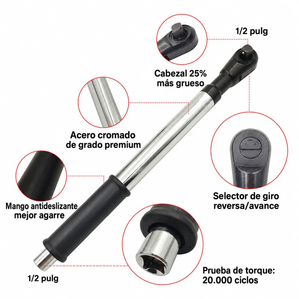 Llave Trinquete Extendida 43,5 cm con Adaptadores