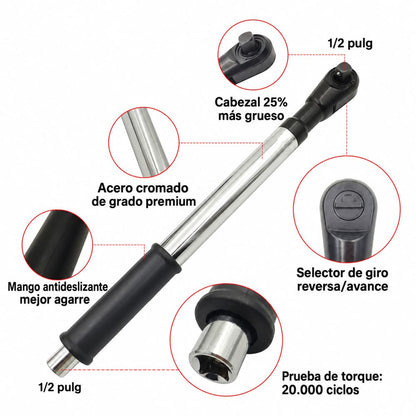 Llave Trinquete Extendida 43,5 cm con Adaptadores