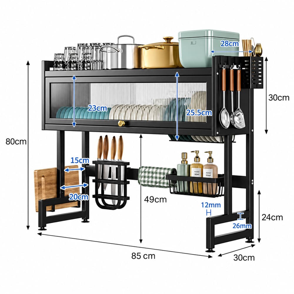 Platero escurridor con tapa de 85 cm de acero inoxidable