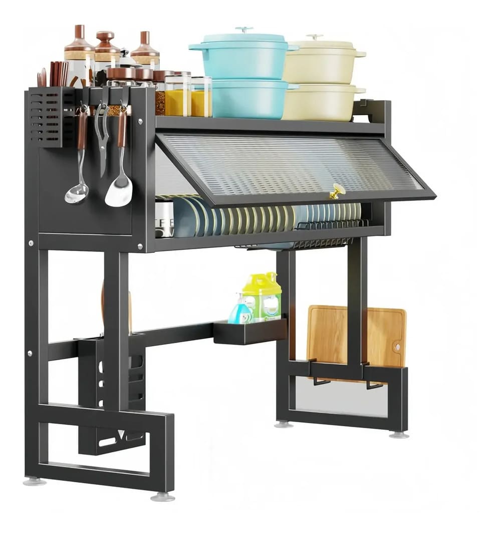 Platero escurridor con tapa de 85 cm de acero inoxidable