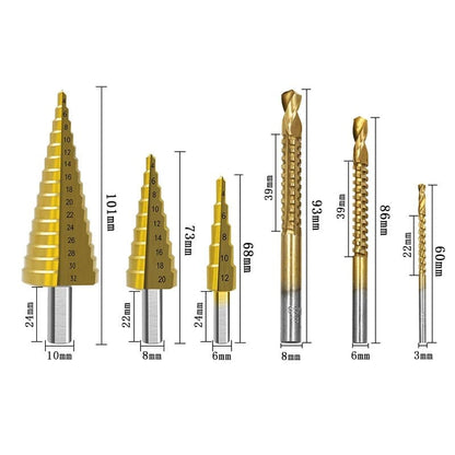 Set de 6 brocas escalonadas de titanio