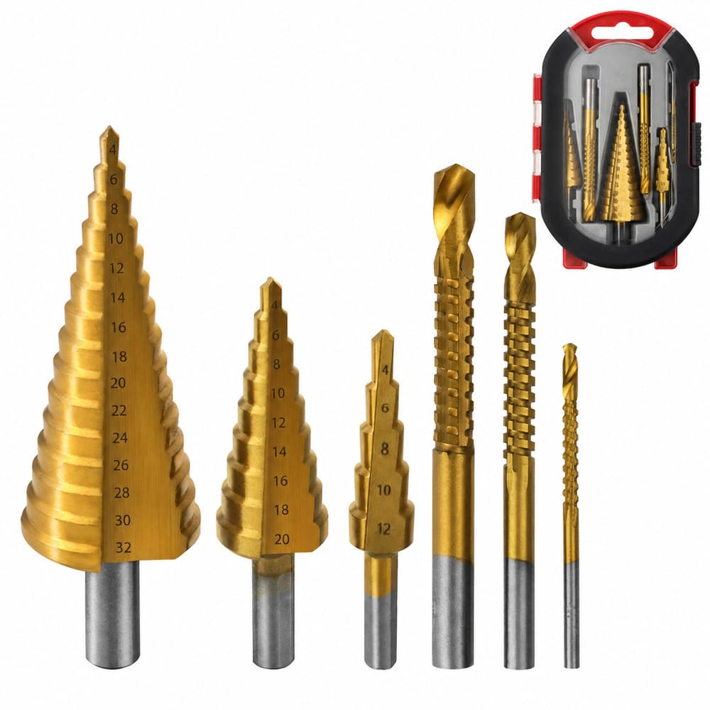 Set de 6 brocas escalonadas de titanio